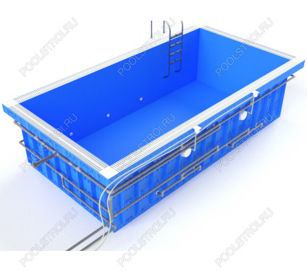 Полипропиленовый бассейн Standart mini. 5х2.5х1.5. нержавейка. переливной. стандарт. 5 мм